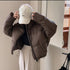 Side Drawstring Puffer Color Contrast Zippers Jacket